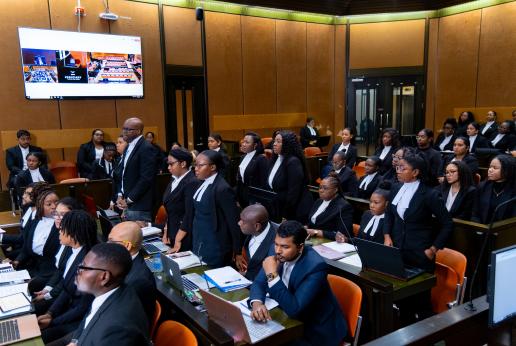 Photo of criminal law practitioners dressed in court robes sitting in a courtroom for training