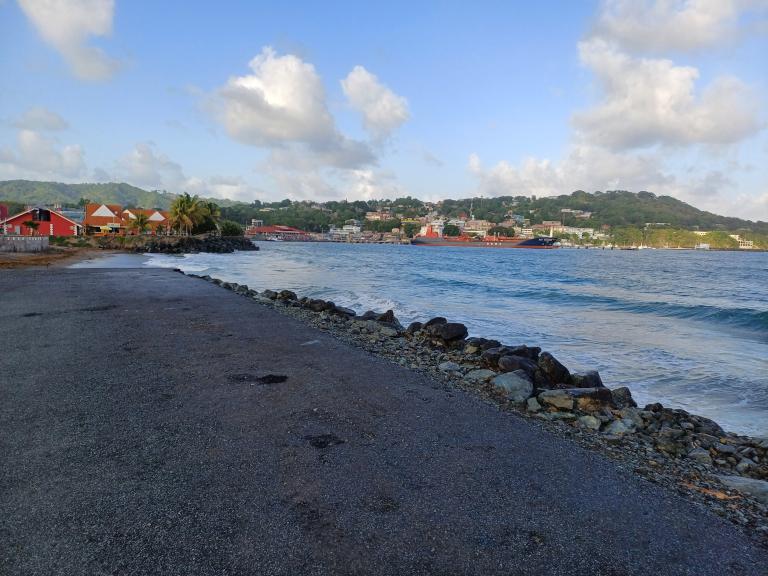 An oil-covered shoreline in Tobago