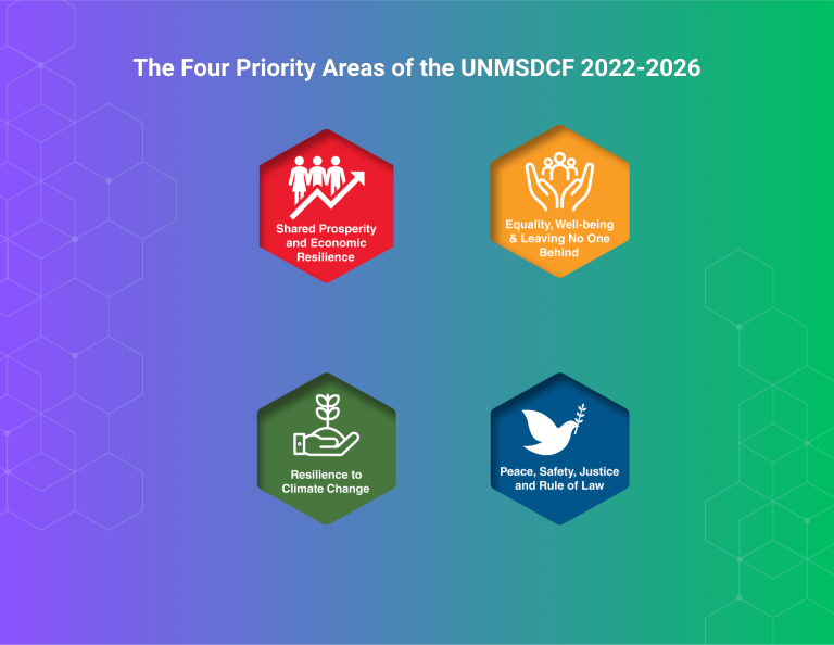 Graphic Listing Four Priority Areas of the UNMSDCF